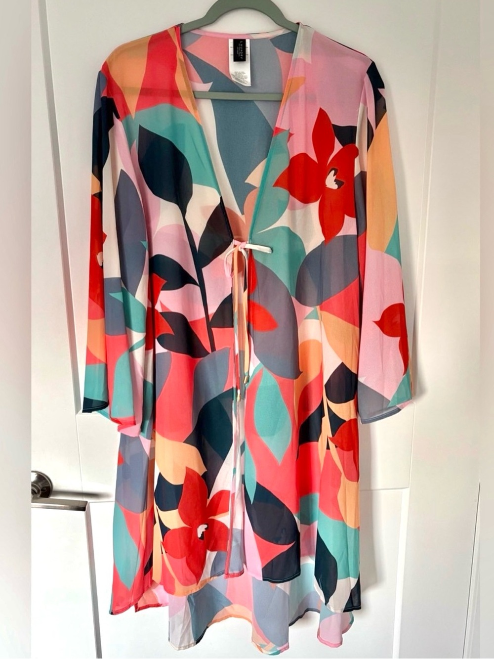 Laundry By Shelli Segal Abstract Floral Sheer Kimono -Small